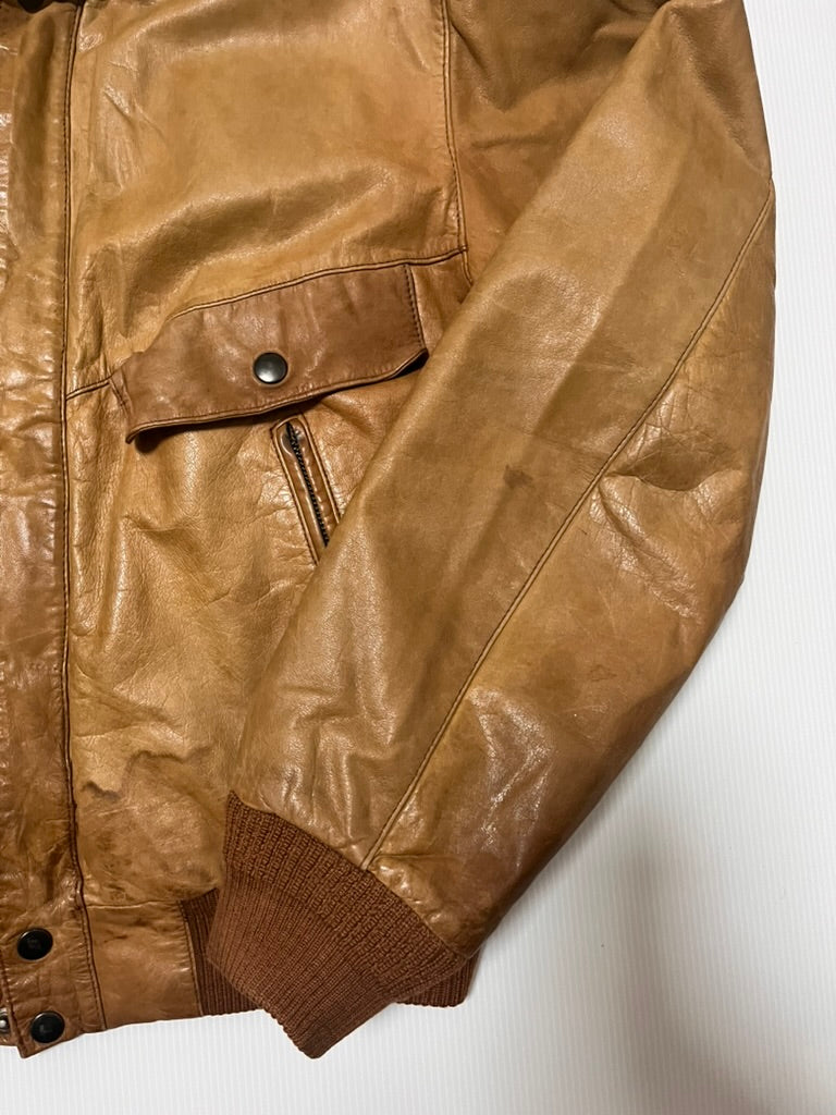 レザーフライトジャケット ライトブラウン