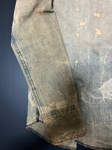 ベージュ ダメージ加工 デニムジャケット