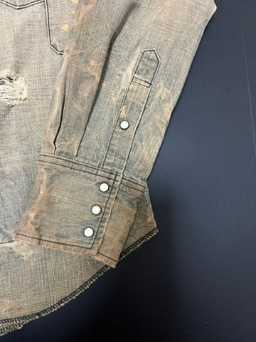 ベージュ ダメージ加工 デニムジャケット