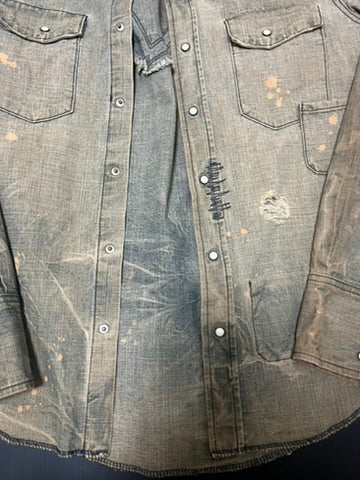 ベージュ ダメージ加工 デニムジャケット