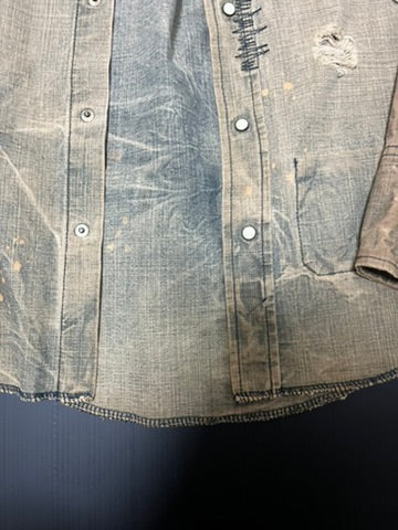 ベージュ ダメージ加工 デニムジャケット