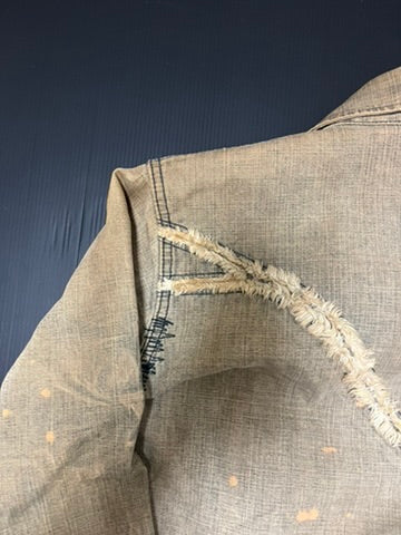 ベージュ ダメージ加工 デニムジャケット