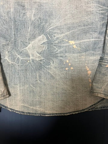 ベージュ ダメージ加工 デニムジャケット