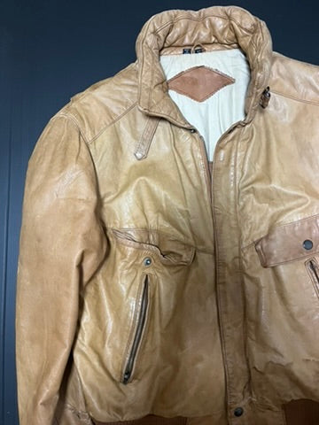 レザーフライトジャケット ライトブラウン