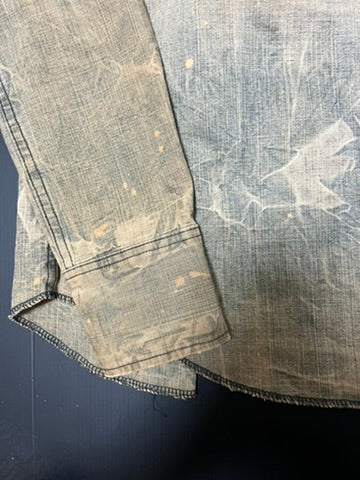 ベージュ ダメージ加工 デニムジャケット